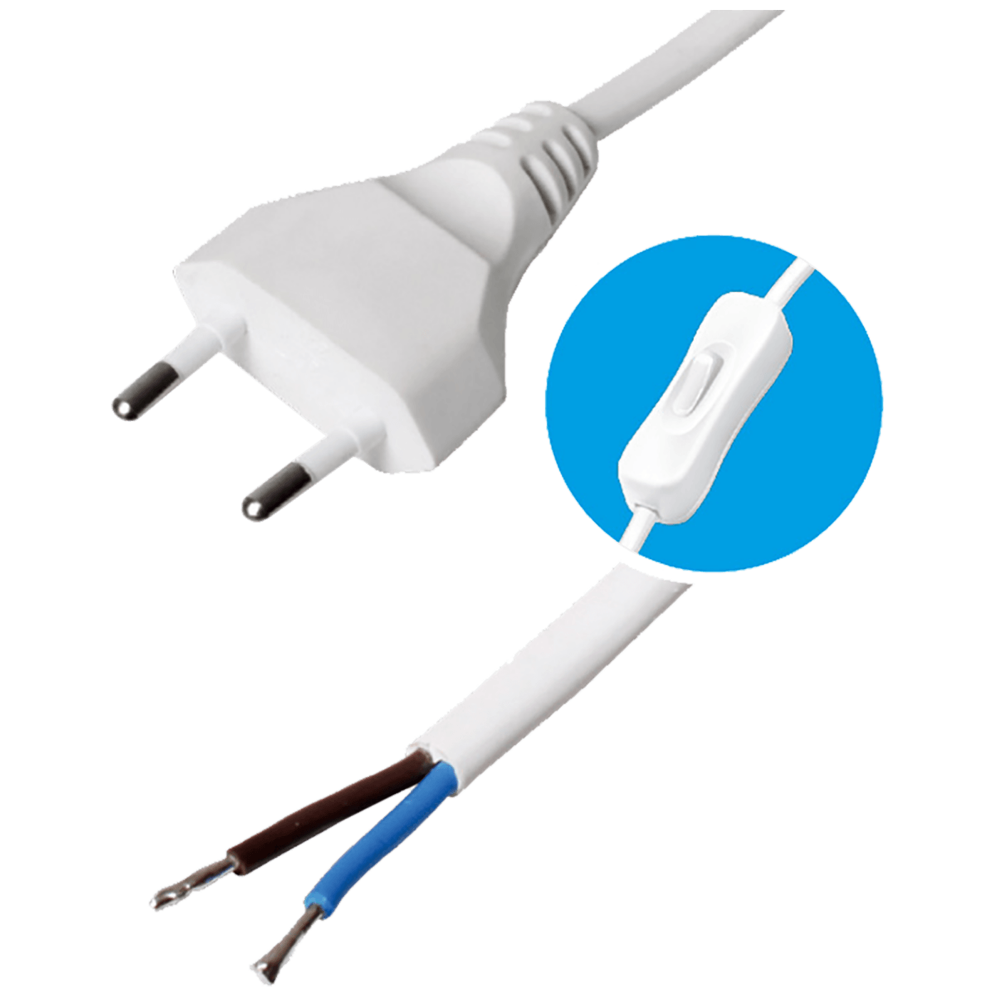 USE Kabel napojni sa prekidačem, 2 x 0.75mm², 2 met. - N 2K-2/WH 1 USE Kabel napojni sa prekidačem, 2 x 0.75mm², 2 met. - N 2K-2/WH